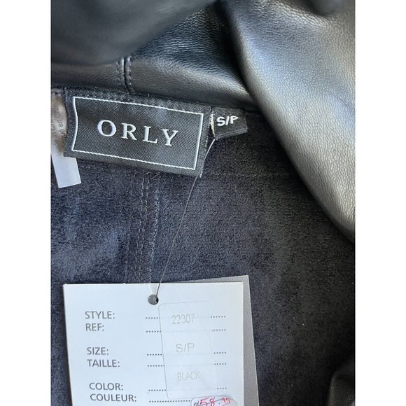 Jacket Cardigan Blazer  faux leather‎ NWT black Small Orly S Lightweight - Picture 8 of 12